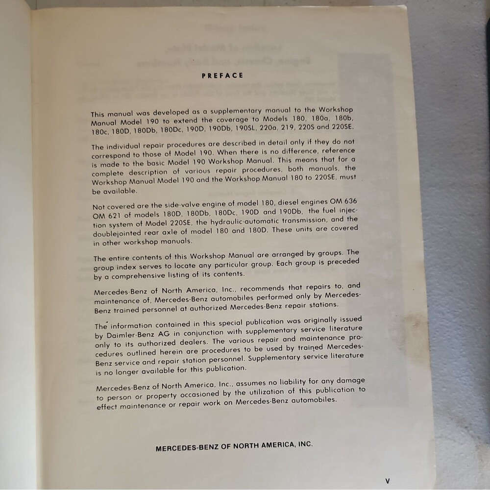 1955 Mercedes Benz 180 180a 180b 180c 180D 180Db 180Dc Service Repair Manual - Picture 4 of 9